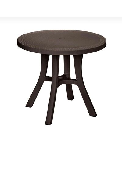 YOGNETIC Rattan Desenli Yuvarlak Bahçe & Balkon Masası – 80 CM