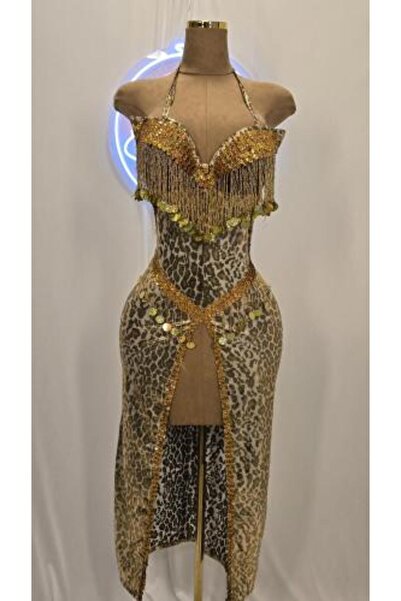 Sharqi Vibes زي الرقص الشرقي المصري - قماش النمر اللامع