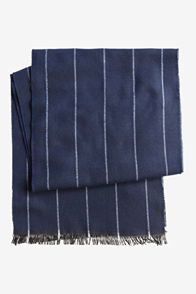 ALTINYILDIZ CLASSICS Men's Navy Blue-White Soft Textured Warm Patterned Scarf