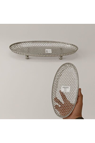 ALMASA صينية مخرمة لتقديم المكسرات والحلويات فضي