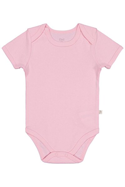 Civil Baby Solid Color Short Sleeve Snap-On Bodysuit - Pink 1-3 Months