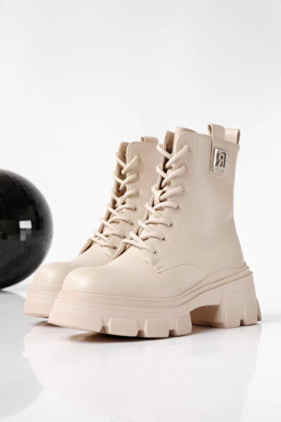 Zaira Ghete dama îmblanite bej din piele ecologica Kiara #22665 - 40