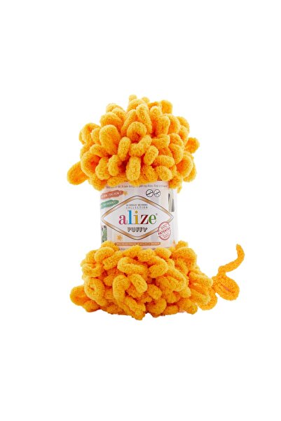 Alize ( 5 Adet ) El Örgü Ipliği Puffy 14 5'li Paket - 14 Koyu Sarı - 100 Gr. 9 Mt. Parmak Örgü Ipi Puffy