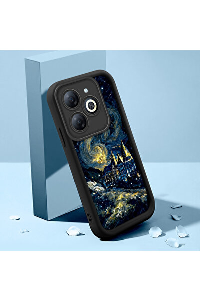 ucuc حافظة سيليكون سوداء بنمط السماء الساحرة المتوافقة مع هاتف Tecno Spark 20...