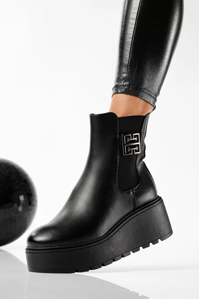 Zaira Γυναικείες μαύρες γούνινες μπότες από οικολογικό δέρμα Aurora #22822 - 40