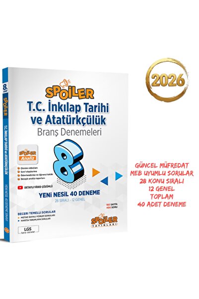 3D Yayınları Spoiler Lgs İnkılap Tarihi ve Atatürkçülük Deneme