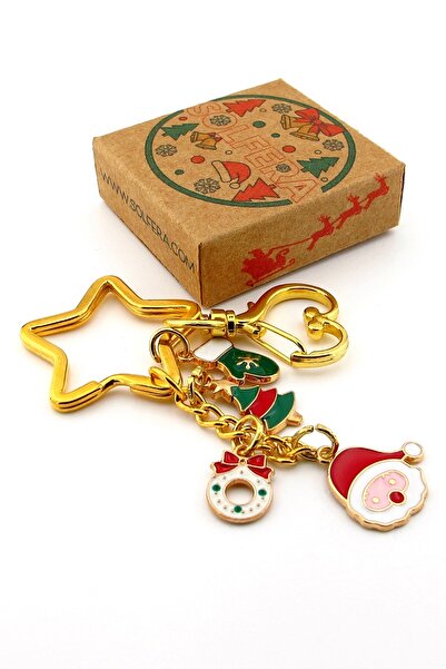 Solfera New Year Christmas Santa Claus Pine Tree Glove Charm Bag Ornament Keychain Ky114