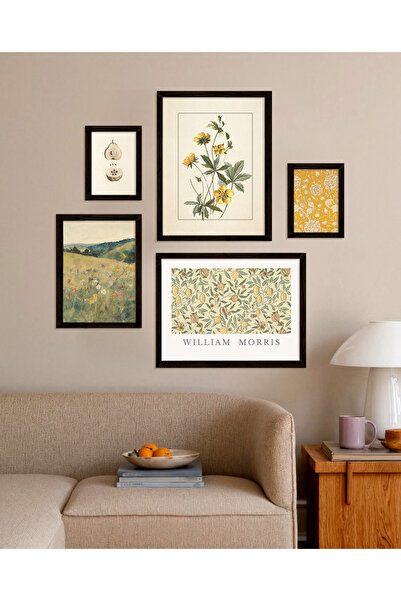 Vetro Design Sarı Bahar Çerçeveli Tablo Set