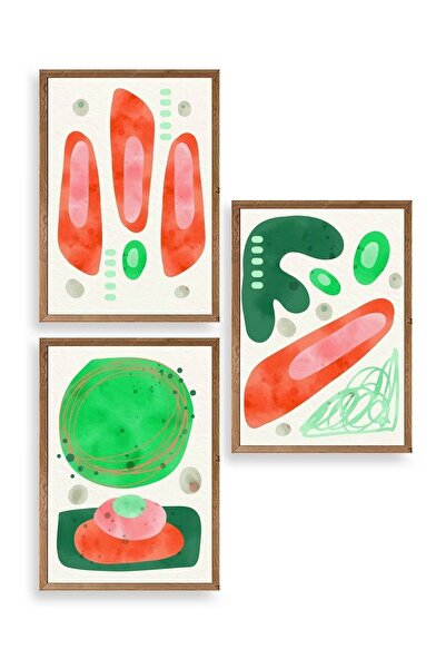 CT STONES Thinking Shapes Triple Wooden Framed Painting