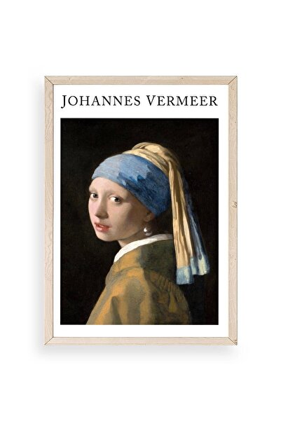 Twin Store فتاة مع أقراط لؤلؤ بإطار خشبي طاولة بإطار خشبي