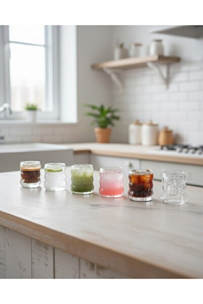 Paçi Bubble 6’lı Kahve Yanı Su Bardağı Seti – Şeffaf Cam Mini Bardak | Şık Sunum & Espresso Yanı Bardak