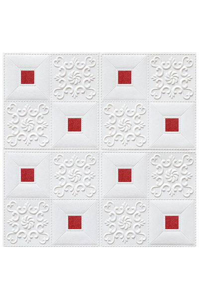 SDEPOT 10 X SDEPOT® ceiling tiles, 3 mm thick, dimensions 70x70 cm, elegant pattern, with squares, red