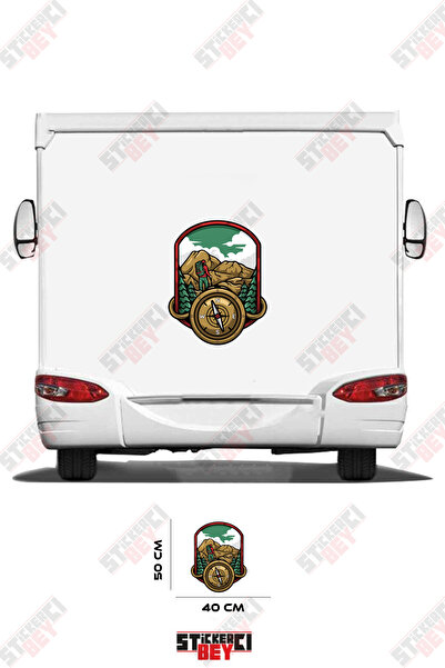 STİCKERCI BEY ملصق للعربات المتنقلة بتصميم الجبل والبوصلة
