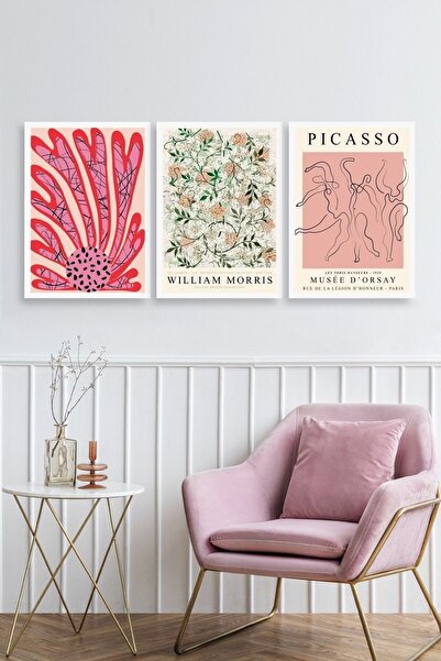 CT STONES Famous Paintings Triple Wooden Framed Painting