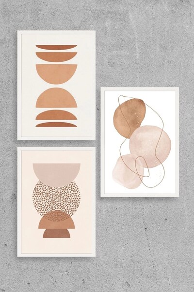 CT STONES Modern Triple Wooden Framed Painting