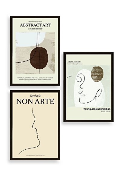 CT STONES Abstract Art Triple Wooden Framed Painting