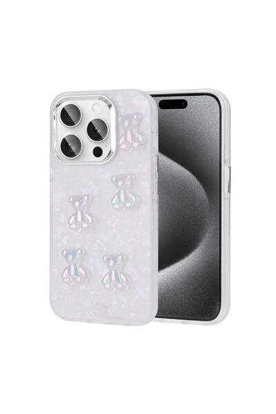 zore حافظة سيليكون متوافقة مع هاتف iPhone 15 Pro Max ذات تصميم منقوش ولامع من...