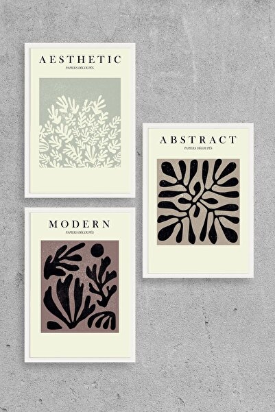 CT STONES Modern Triple Wooden Framed Painting