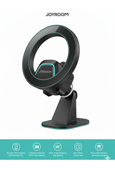 Joyroom Magnetic Car Phone Holder | Dashboard Mount with Strong Magnets & Heat-Resistant Adhesive