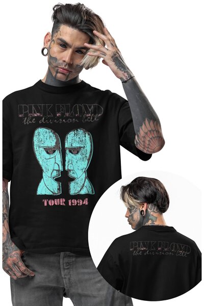 Fuddy Moda تي شيرت للجنسين The Division Bell Tour 1994 Ense مطبوع ، تي شيرت قصة فضفاضة ذو طابع بينك فلويد