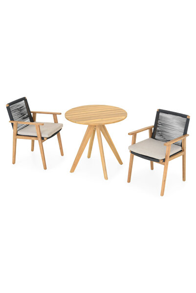 Maison Mex Set 2 scaune si masuta grãdinã/terasă, PANAY/BERGEN, natur/gri