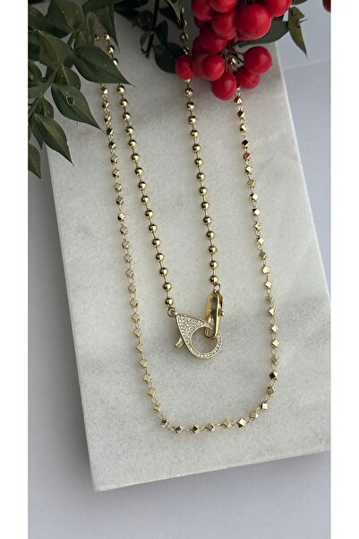 mibrillo قلادة مكعبة مقرمشة وقلادة قفل حجرية مع سلسلة دوريكا (قلادة مزدوجة)