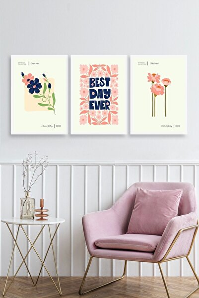 Twin Store لوحة تجريدية بإطار خشبي ثلاثي تجريدي