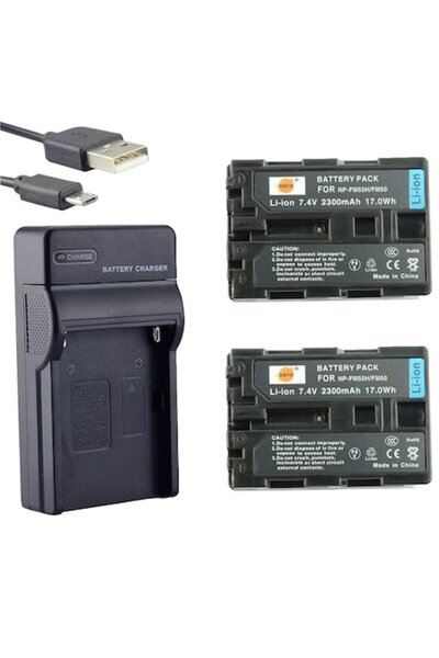 DSTE NP-FM50 2x baterii 2300mAh cu încărcător pentru Sony NP-FM30/50/51, NP-Q...