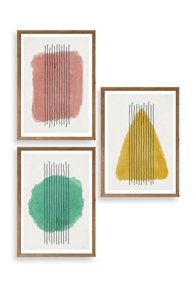 CT STONES Shapes Square Triangle Triple Wooden Framed Table