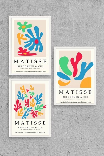 CT STONES Matisse Triple Wooden Framed Painting