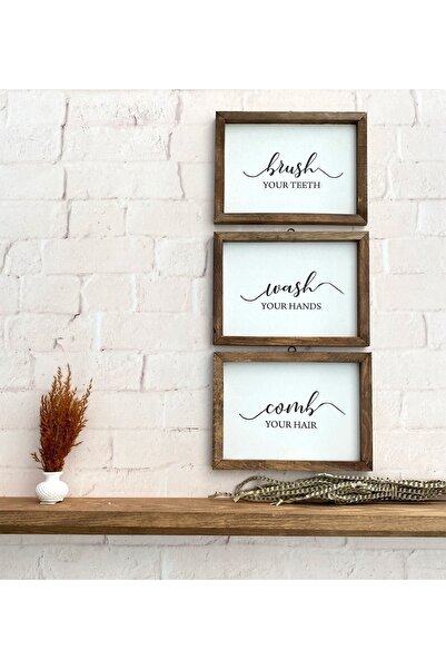 Marsilyan فرشاة غسل اليدين وتنظيف الأسنان وتمشيط الشعر في الحمام بإطار خشبي 17 × 23