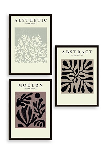 CT STONES Modern Triple Wooden Framed Painting