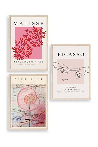 CT STONES Famous Paintings Triple Wooden Framed Painting