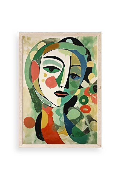 Twin Store لوحة مجردة مؤطرة بالخشب للمرأة