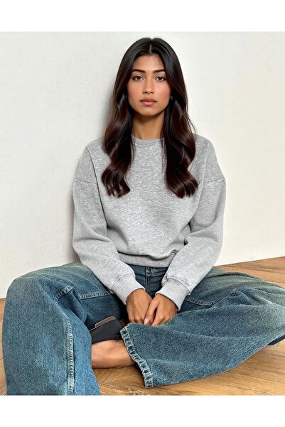 Zıva Design House سترة رياضية رمادية قصة فضفاضة - سترة رياضية أساسية بثلاثة خ...