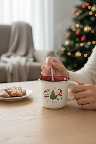 ANJEAHOME كوب بورسلين بمقبض بتصميم العام الجديد من سيدني |   360 مل |   كوب قهوة أنيق لرأس السنة مطبوع