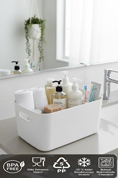 VİALEX Organizator pentru baie, 1 bucată, culoare albă, din plastic, organizator multifuncțional pentru dulap