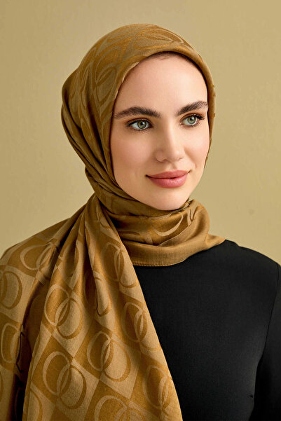 Imannoor Checkerboard Pattern Khaki Naia Cotton Shawl 70X200 Product 241-3001-040