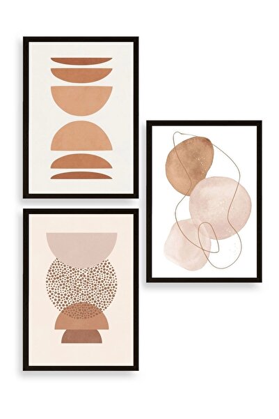 CT STONES Modern Triple Wooden Framed Painting