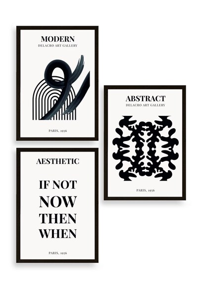 CT STONES Modern Triple Wooden Framed Painting