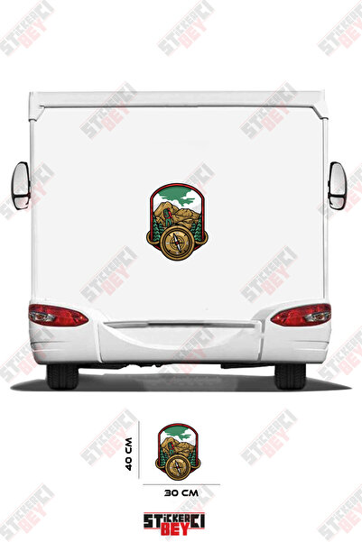 STİCKERCI BEY ملصق للعربات المتنقلة بتصميم الجبل والبوصلة