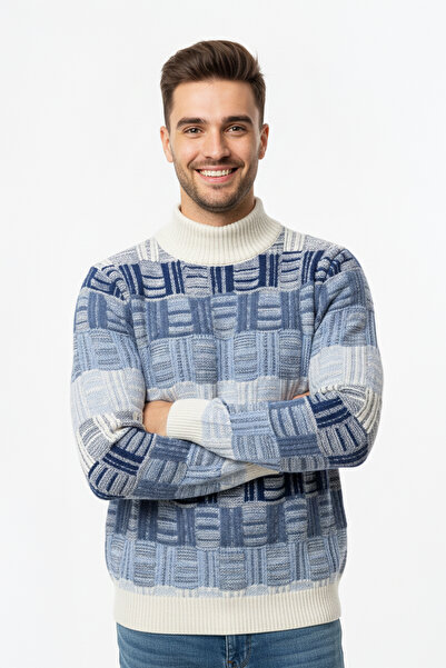 Pulltonic Чоловічий светр з напівкомірцем і візерунком