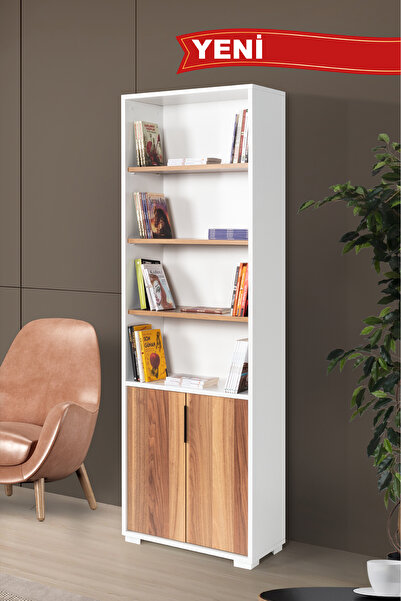 Evmo Home 8101 EVM Kitaplık , 2 Kapaklı , 6 Bölmeli , 5 Raflı , Söğüt - Beyaz...