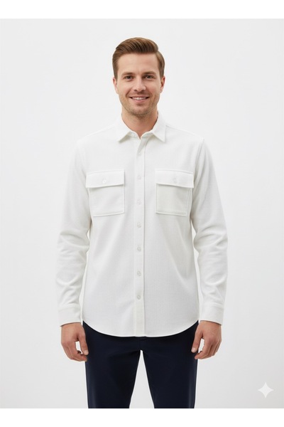 ModaPlaza Men's Knitted Striped Long Sleeve Shirt