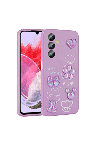 zore غطاء سيليكون لهاتف Galaxy M34 5G مع تصميم منقوش ولامع من ASMA Toys - أرجواني