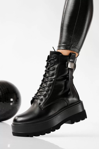 Zaira Ghete dama îmblanite negre din piele ecologica Beatrice #22690 - 40