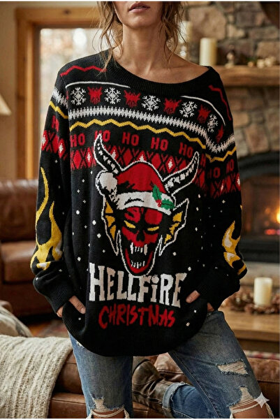 Köstebek Stranger Things Hellfire Club Christmas Oversize Unsiex Kazak