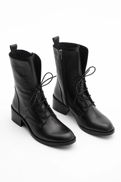 Laura Kadın Hakiki Deri Postal Bot Bağcıklı Fermuarlı Klasik Günlük Bot