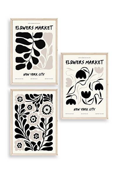 CT STONES Flower Market Triple Wooden Framed Table