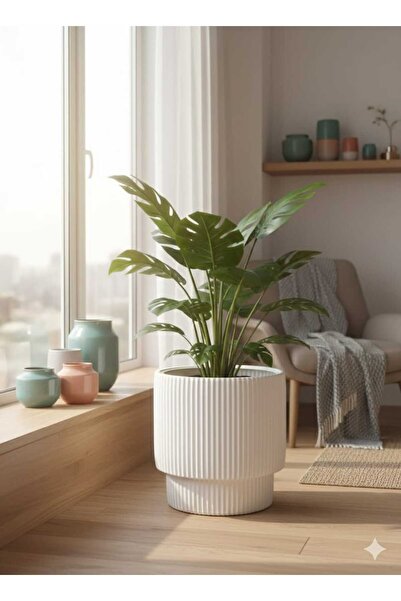 polivahome Vega Model Büyük Dekoratif Modern Saksı Ve Vazo 20 Lt ( 31,5 Cm X 32 Cm ) İçsiz